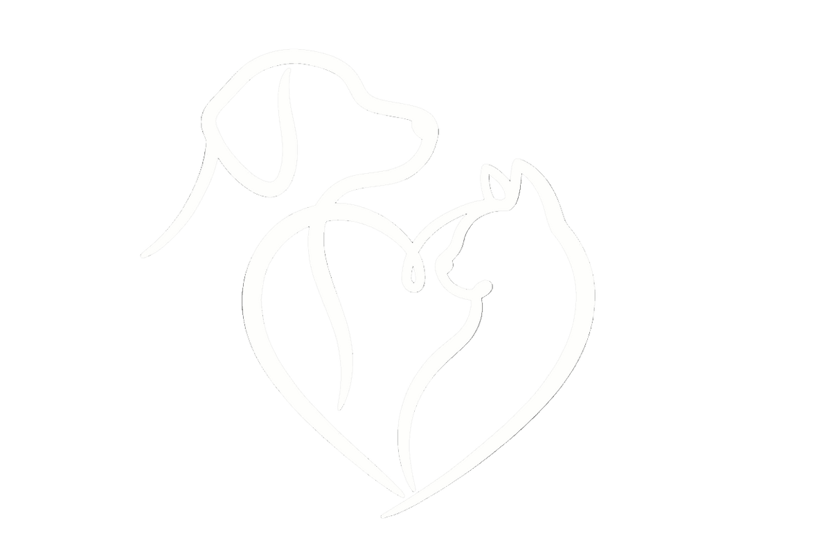 Outline of a dog and cat forming a heart shape, symbolizing love for pets.